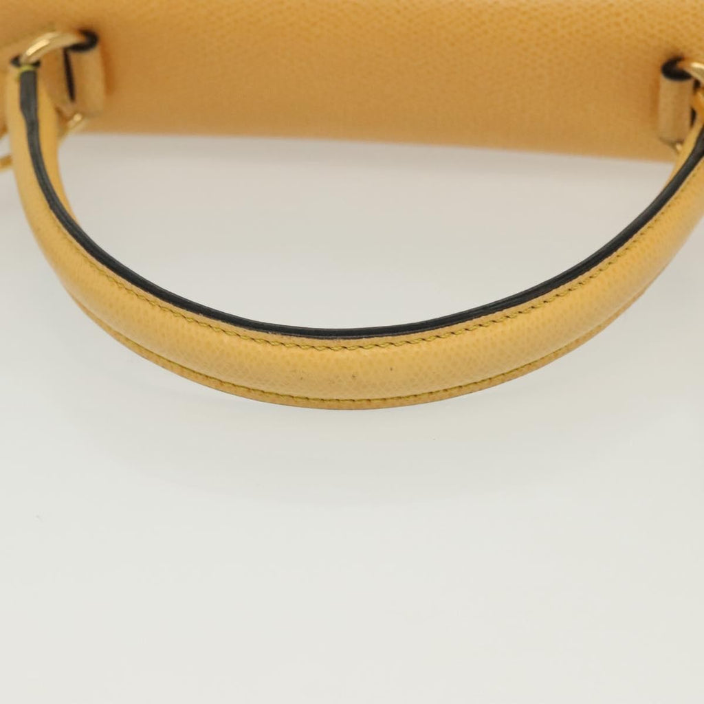Celine Vintage Convertible Turnlock Top Handle Bag Leather Yellow Leather Bag
