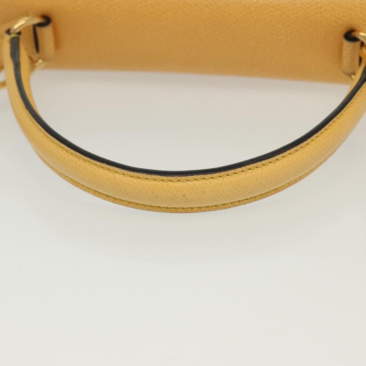 Celine Vintage Convertible Turnlock Top Handle Bag Leather Yellow Leather Bag