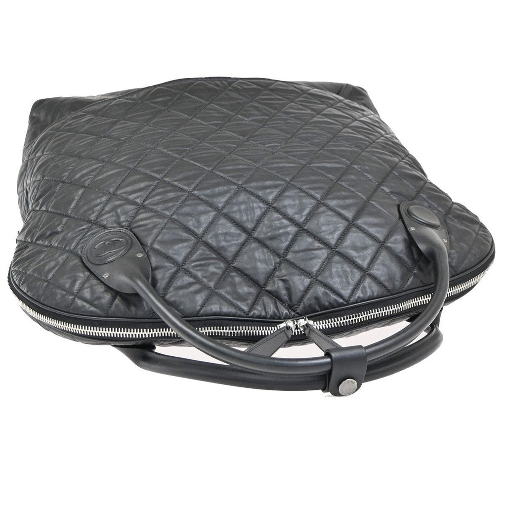 Chanel Horizontal Sport Weekender Bag Quilted Coated Canvas Black Nylon Travel Bag Bag