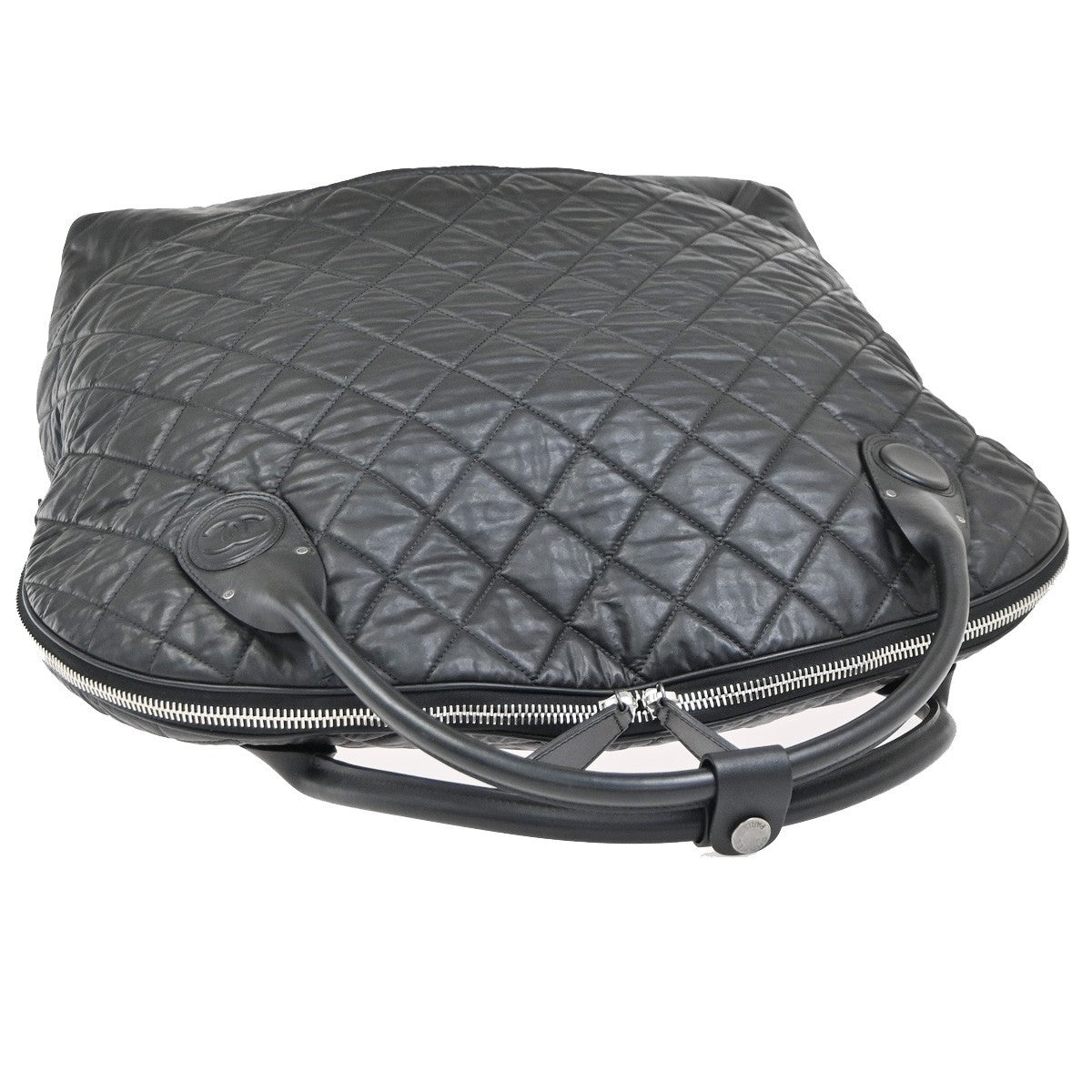 Chanel Horizontal Sport Weekender Bag Quilted Coated Canvas Black Nylon Travel Bag Bag