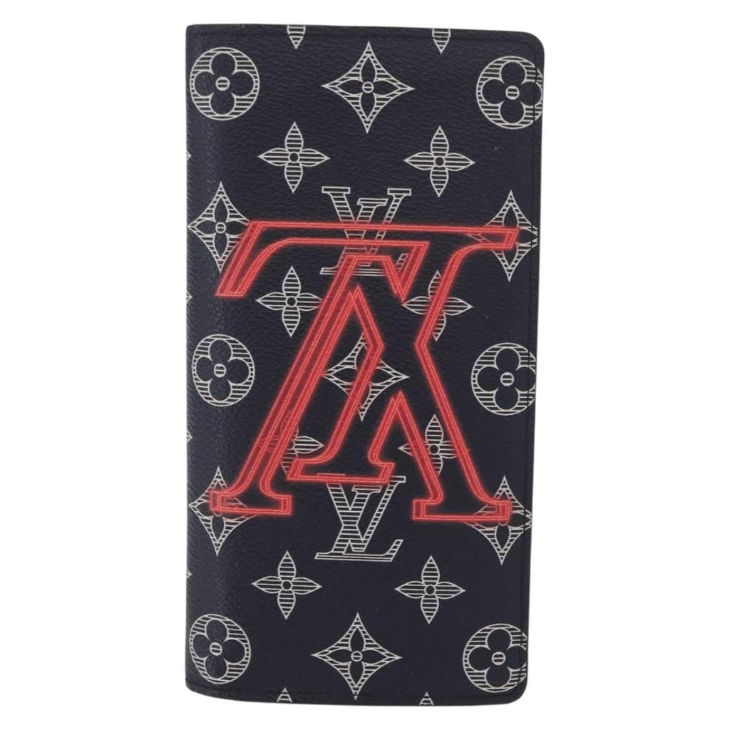 Louis Vuitton Brazza Long Bifold Wallet Monogram Comics Navy Canvas Wallets Accessory
