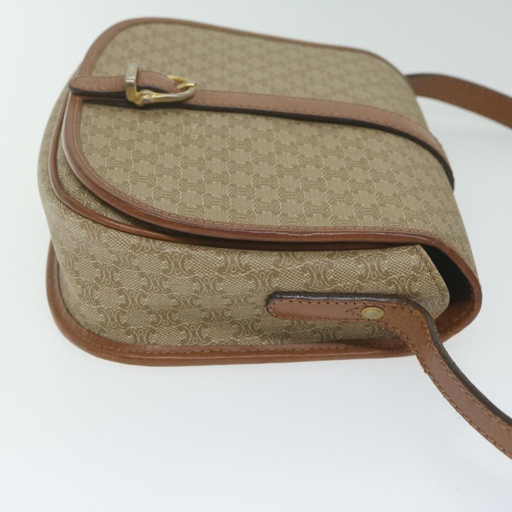 Celine Vintage Macadam Shoulder Bag Canvas And Leather Beige Canvas Shoulder Bag Bag
