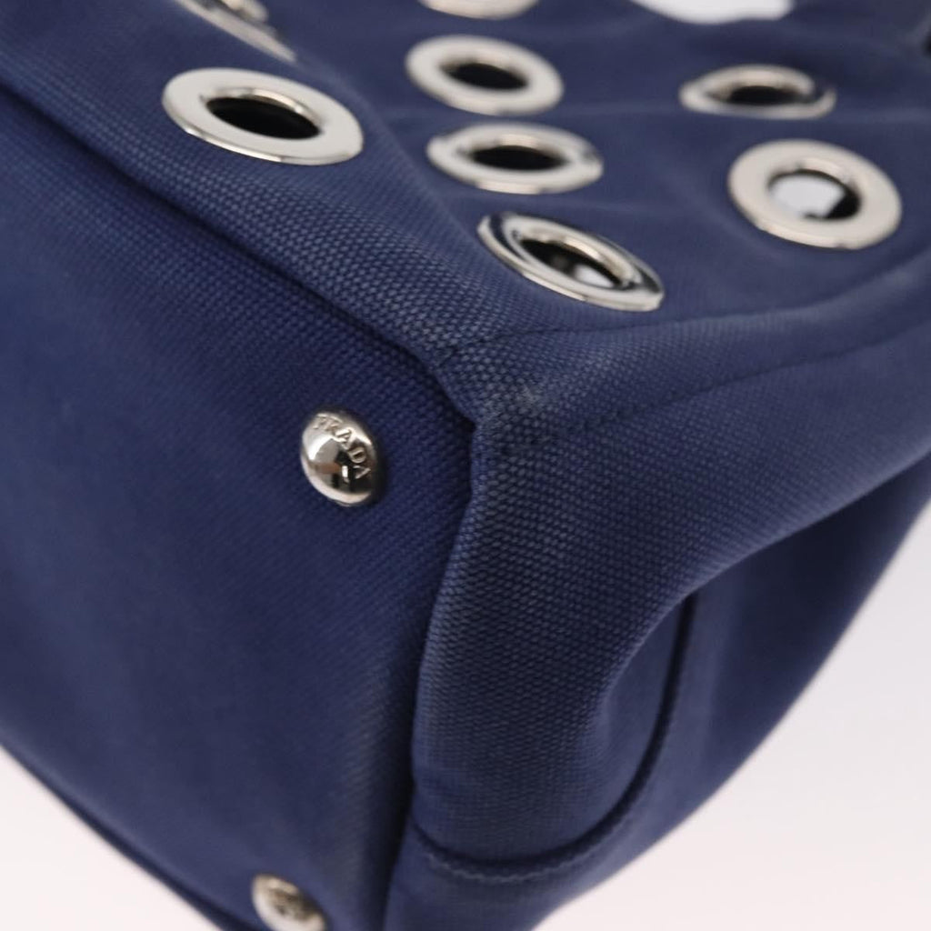 Prada Canapa Convertible Tote Grommet Embellished Canvas Blue Canvas Tote Bag Bag