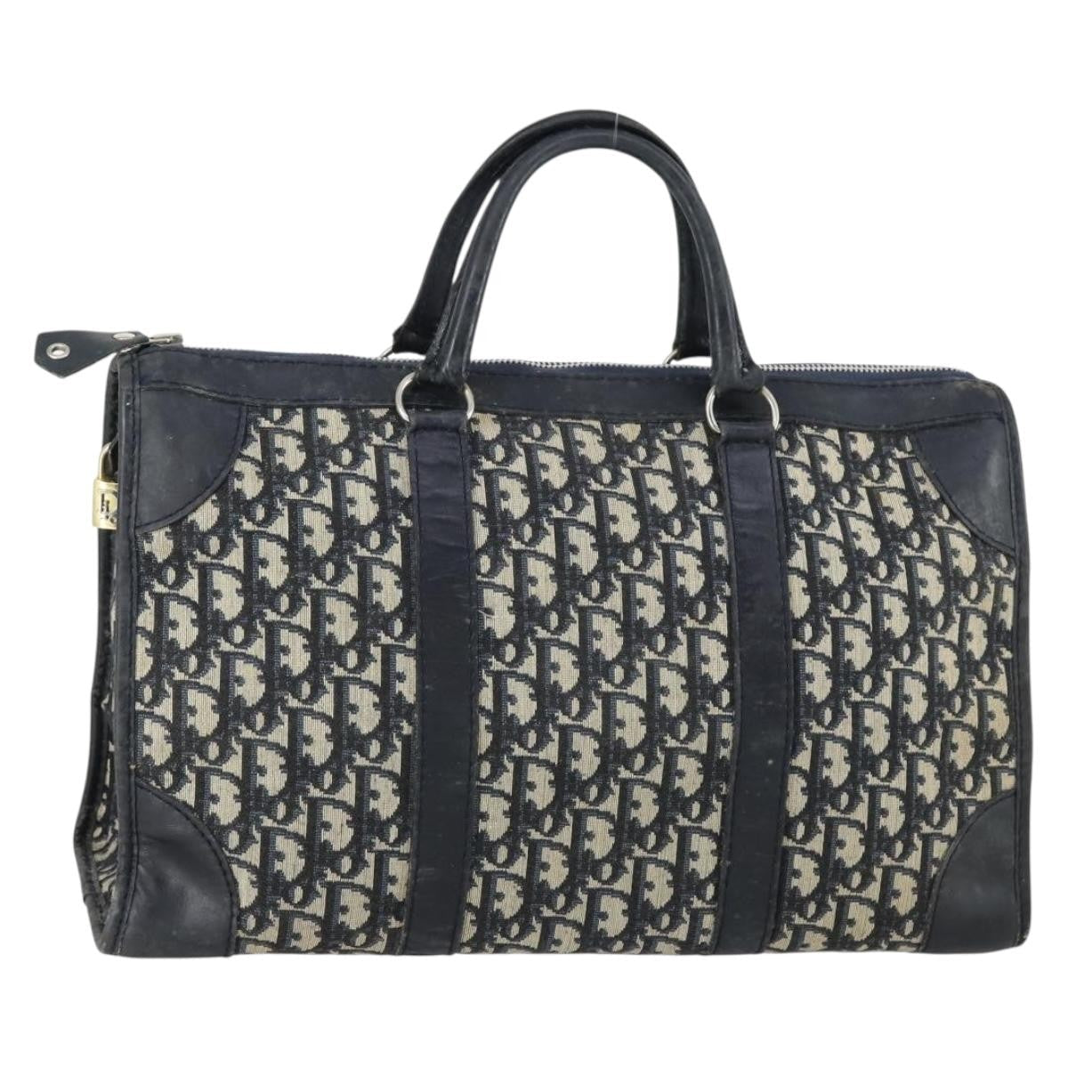 Christian Dior Vintage Trotter Boston Bag Canvas Navy Canvas Travel Bag Bag (Pre-Owned)