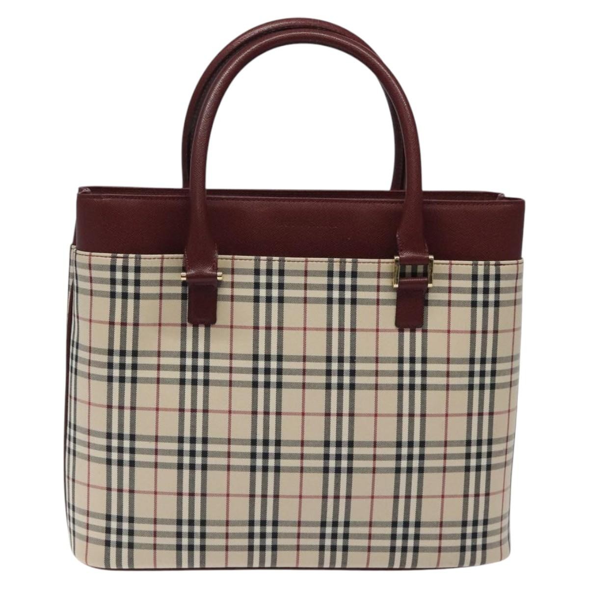 Burberry Nova Check Tote Canvas And Leather Beige Canvas Tote Bag