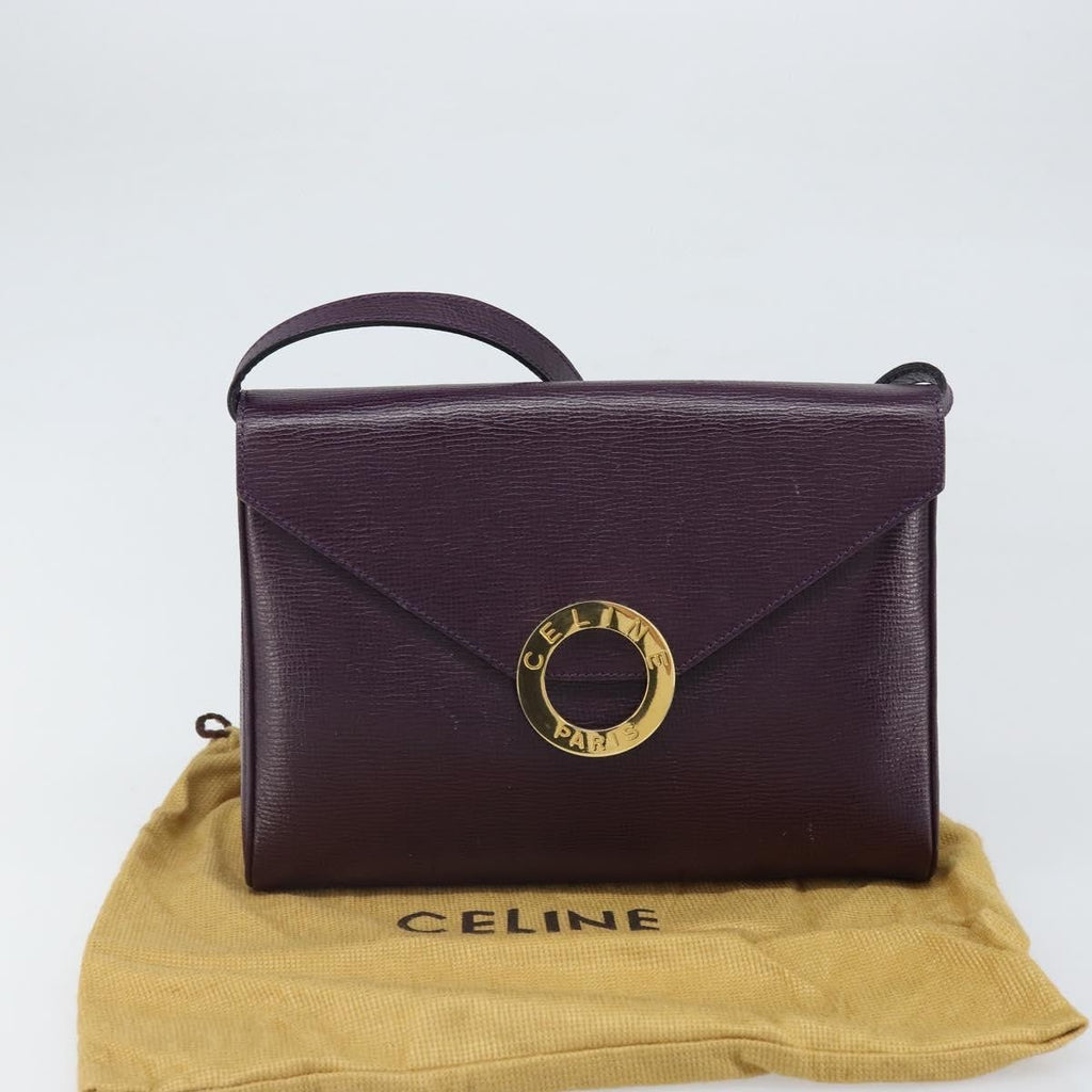 Celine Circle Logo Shoulder Bag Leather Purple Leather Shoulder Bag Bag