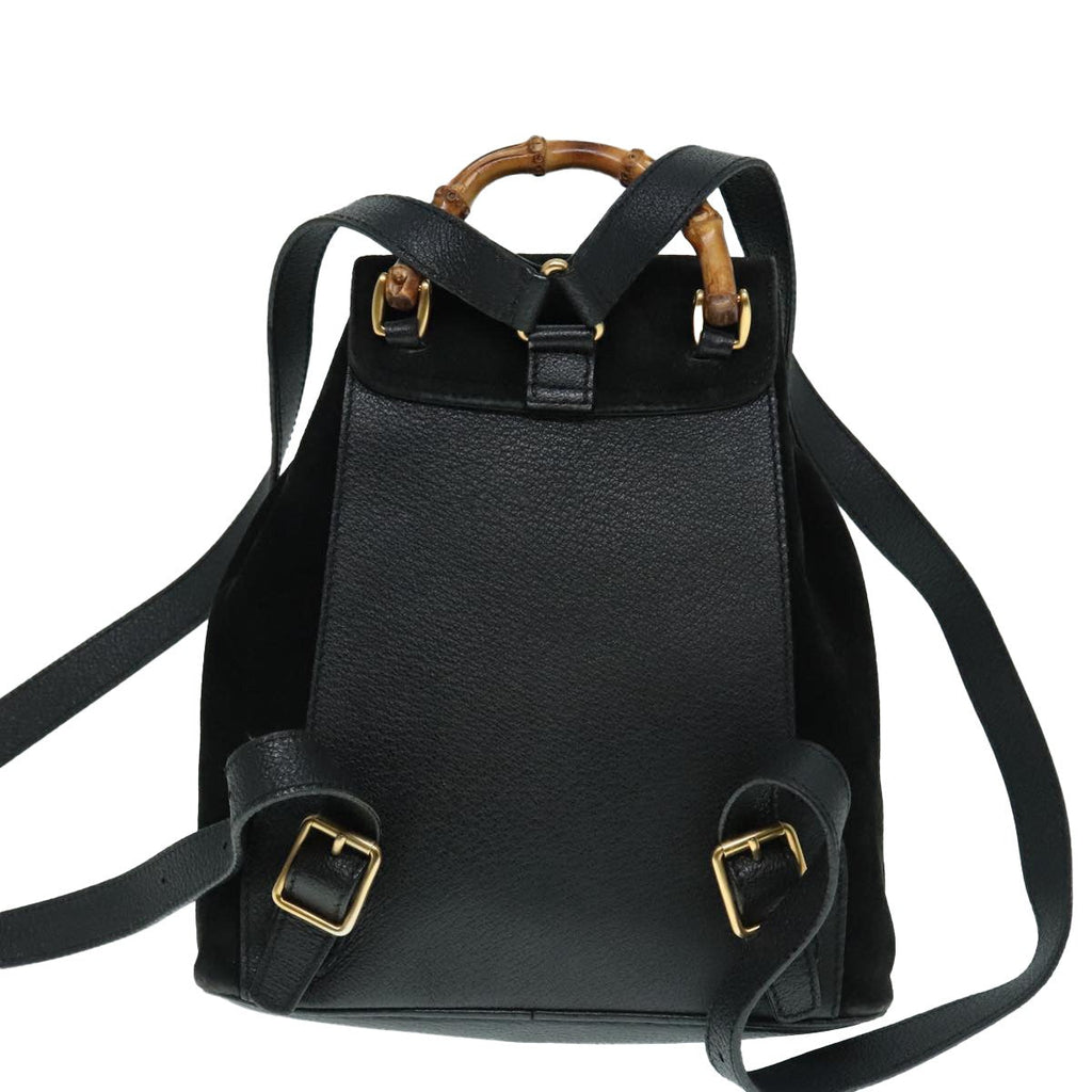 Gucci Gucci Bamboo Backpack Daim Black Suede Backpack Bag (Pre-Owned)