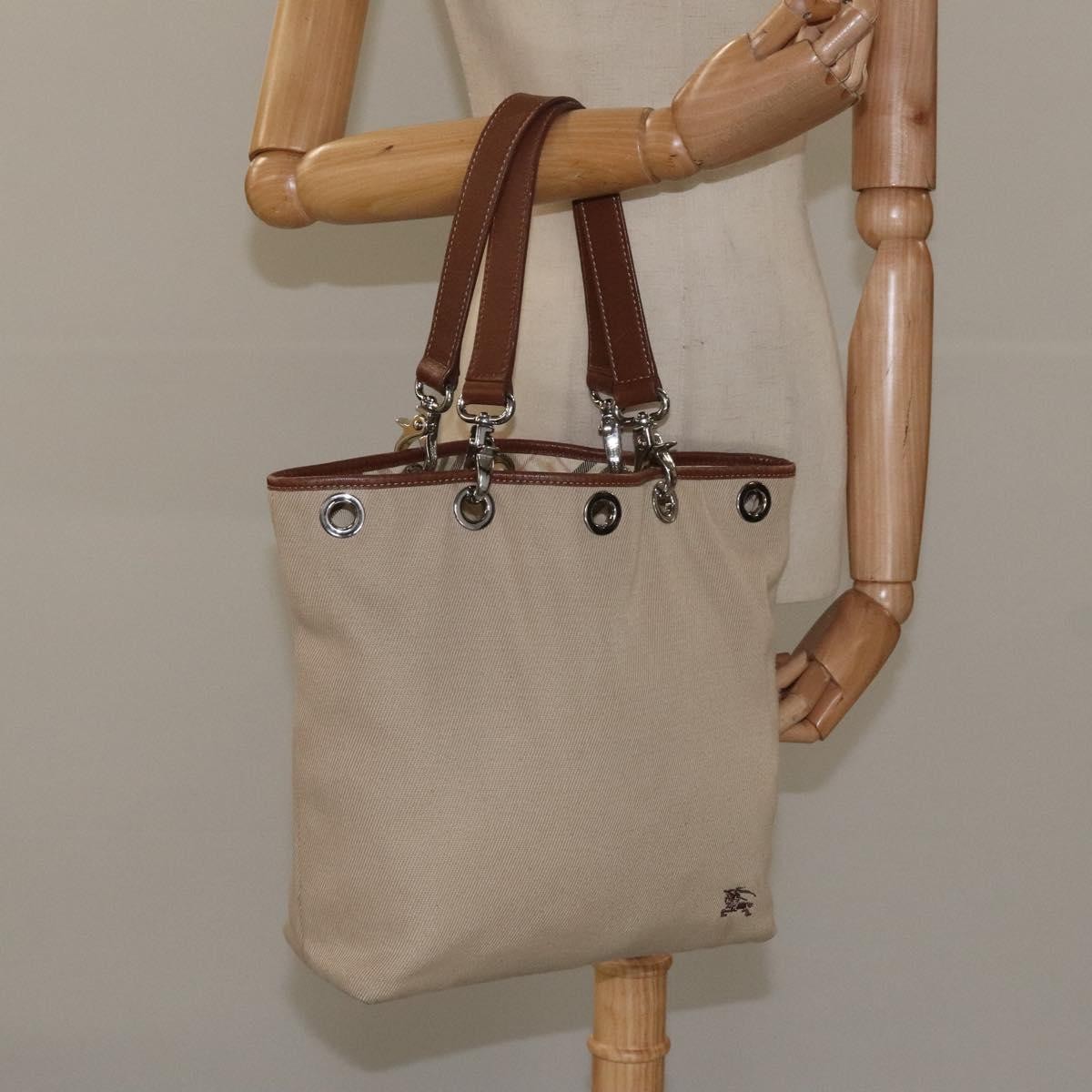 Burberry Nova Check Tote Canvas And Leather Beige Canvas Tote Bag