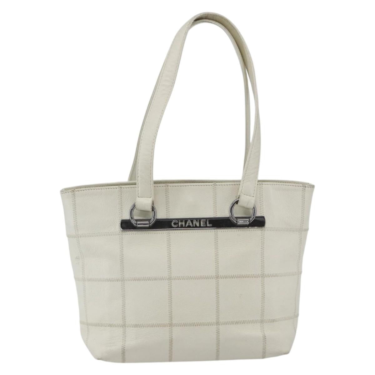 Chanel Square Stitch Tote Quilted Leather White Leather Tote Bag Bag
