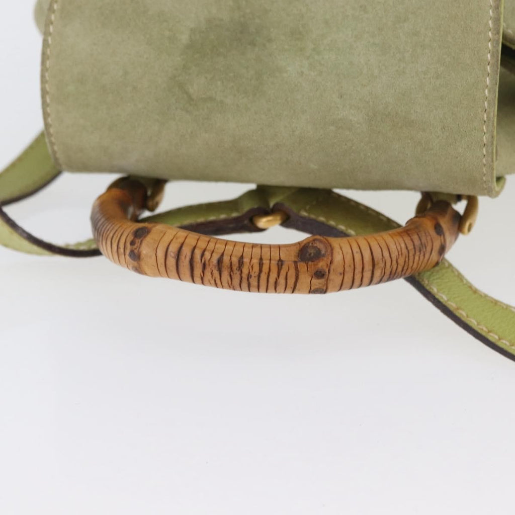 Gucci Gucci Bamboo Backpack Daim Green Suede Backpack Bag (Pre-Owned)