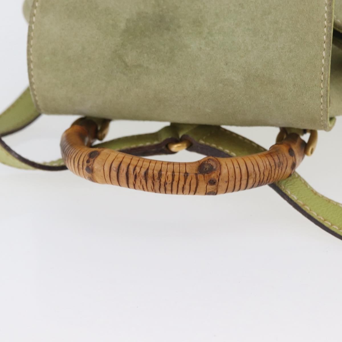 Gucci Gucci Bamboo Backpack Daim Green Suede Backpack Bag (Pre-Owned)