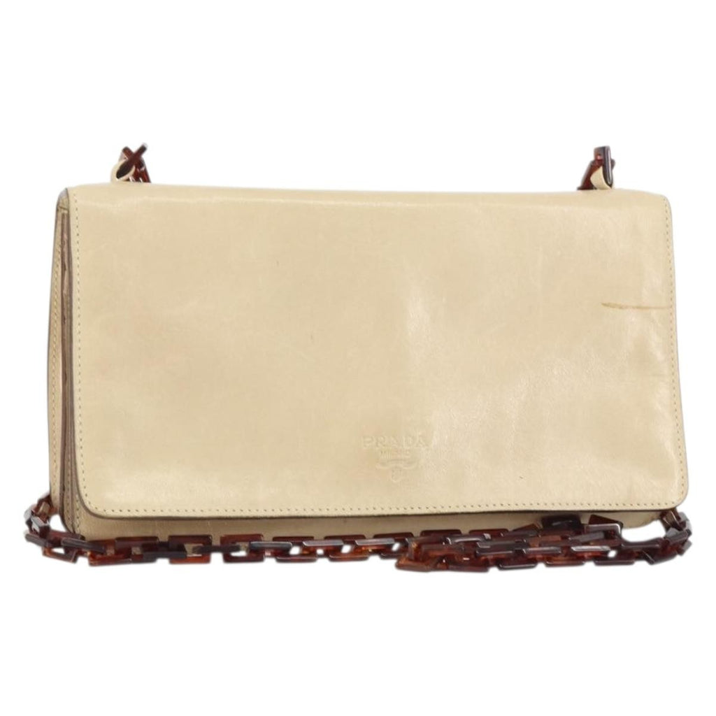 Prada Flap Shoulder Bag Leather Beige Leather Shoulder Bag Bag