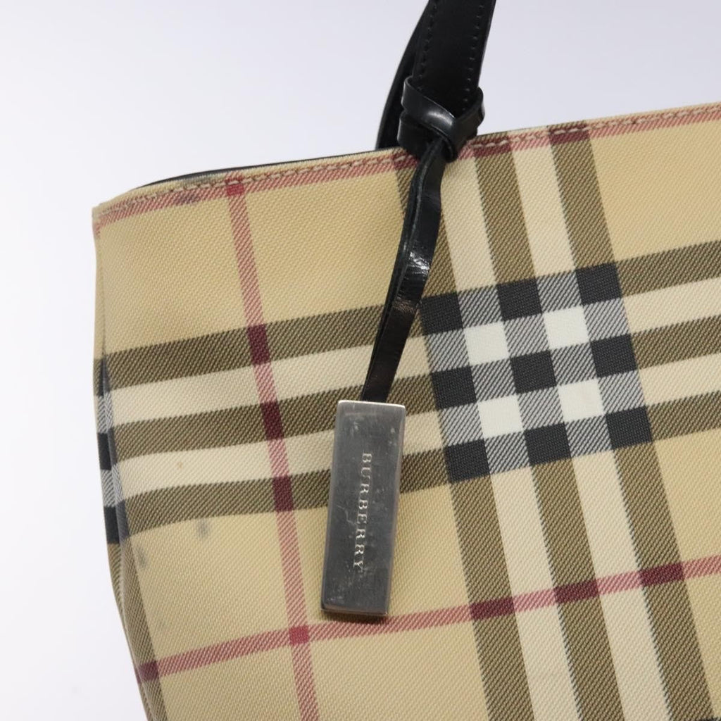 Burberry Nova Check Tote Canvas Check Pattern Beige Canvas Tote Bag