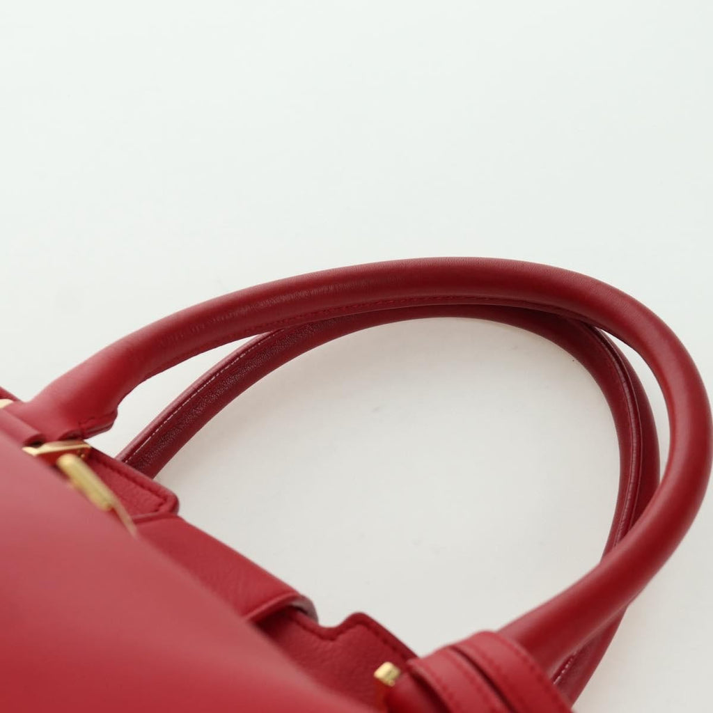 Saint Laurent Classic Y Cabas Leather Red Leather Handbag (Pre-Owned)