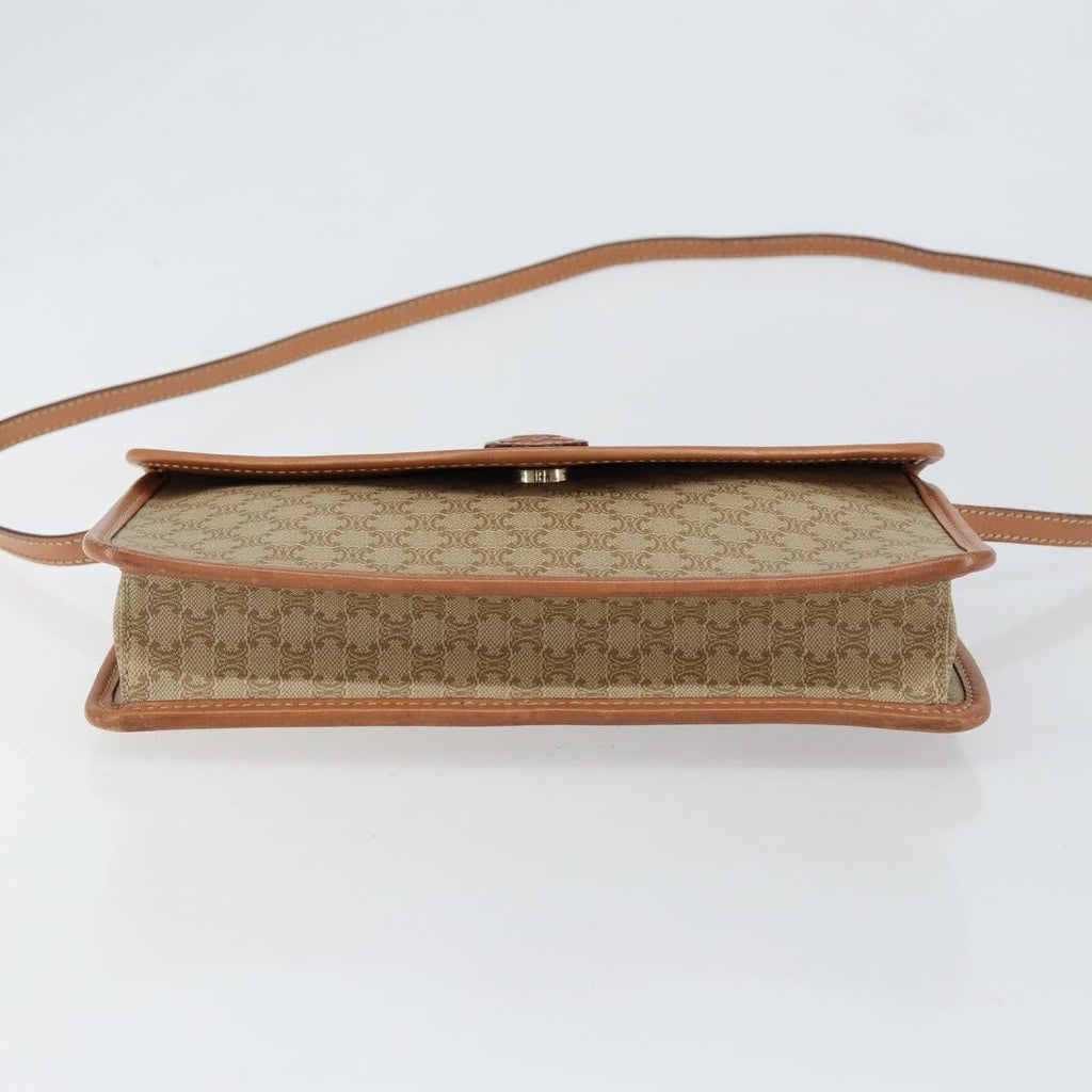 Celine Vintage Macadam Shoulder Bag Canvas Beige Canvas Shoulder Bag Bag