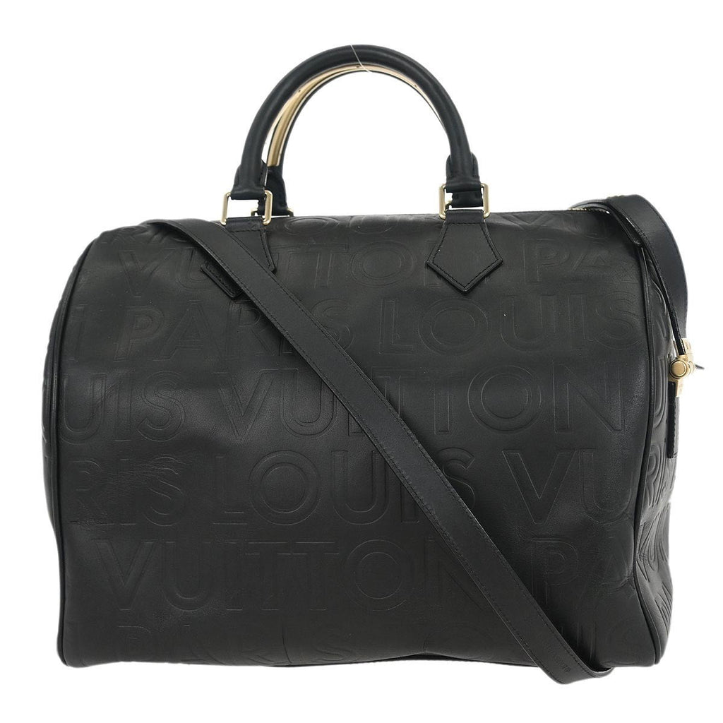 Louis Vuitton Paris Speedy Cube Bag Embossed Leather Black Leather Handbag