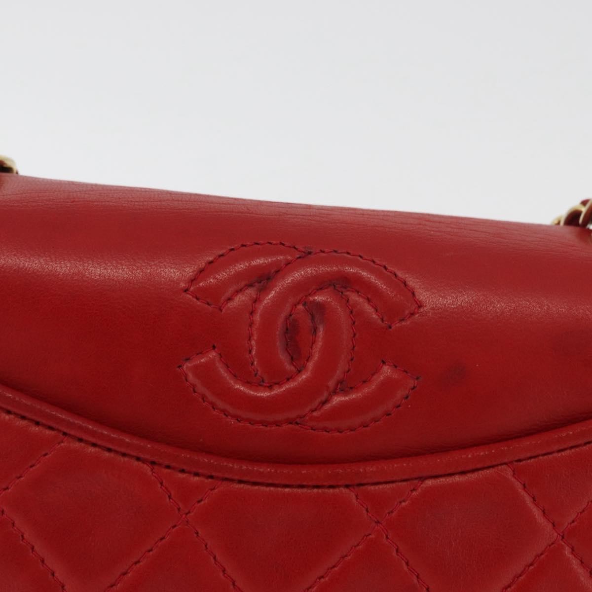Chanel Vintage Cc Chain Full Flap Bag Quilted Leather Red Leather Shoulder Bag Bag
