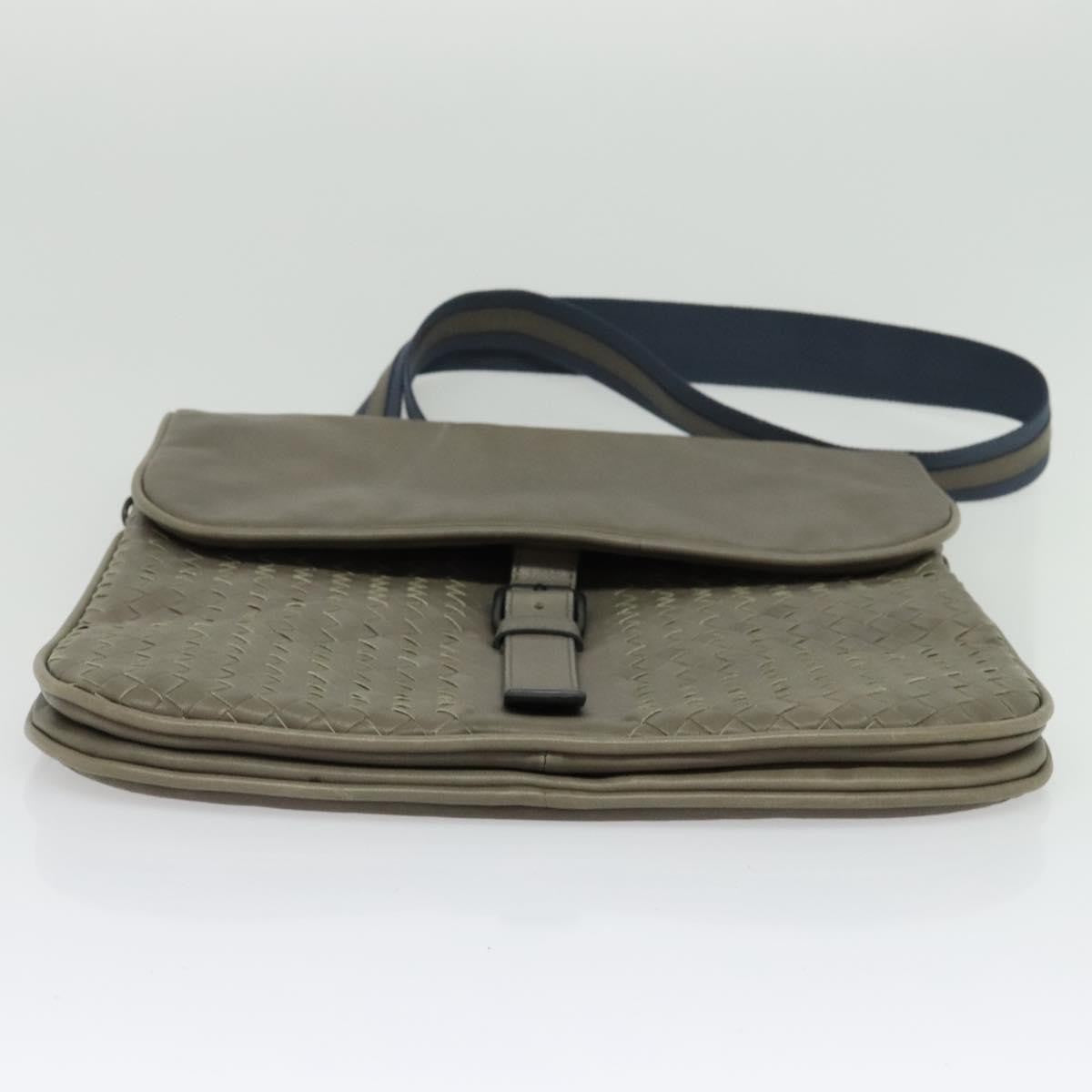 Bottega Veneta Vintage Flap Shoulder Bag Intrecciato Leather Gray Leather Shoulder Bag Bag