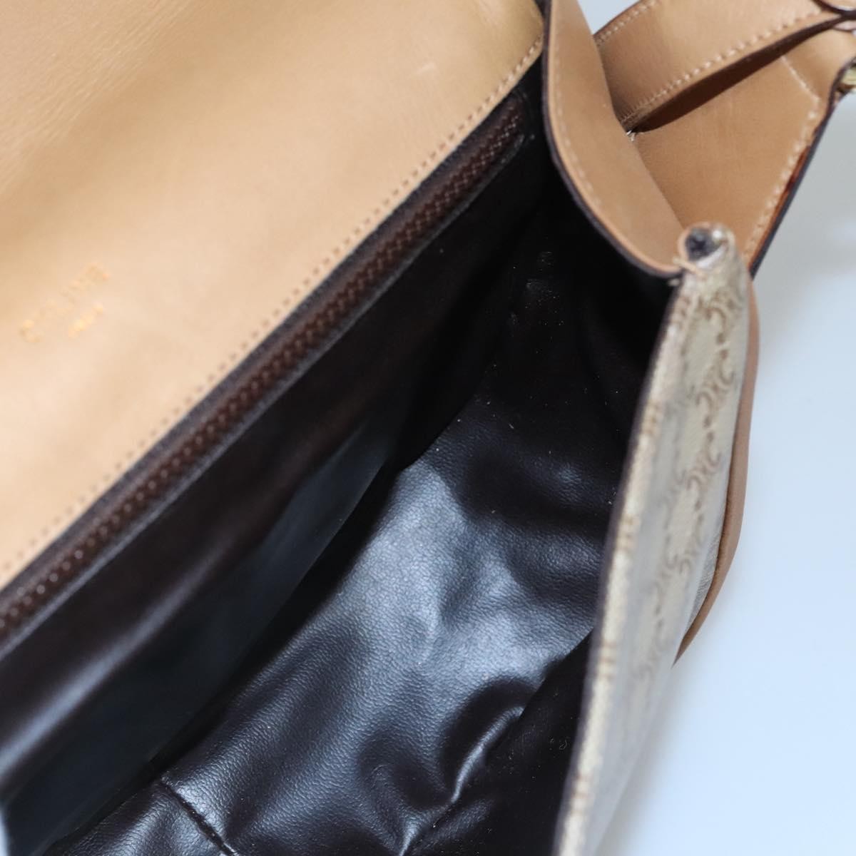 Celine Vintage Macadam Shoulder Bag Canvas And Leather Beige Canvas Shoulder Bag Bag