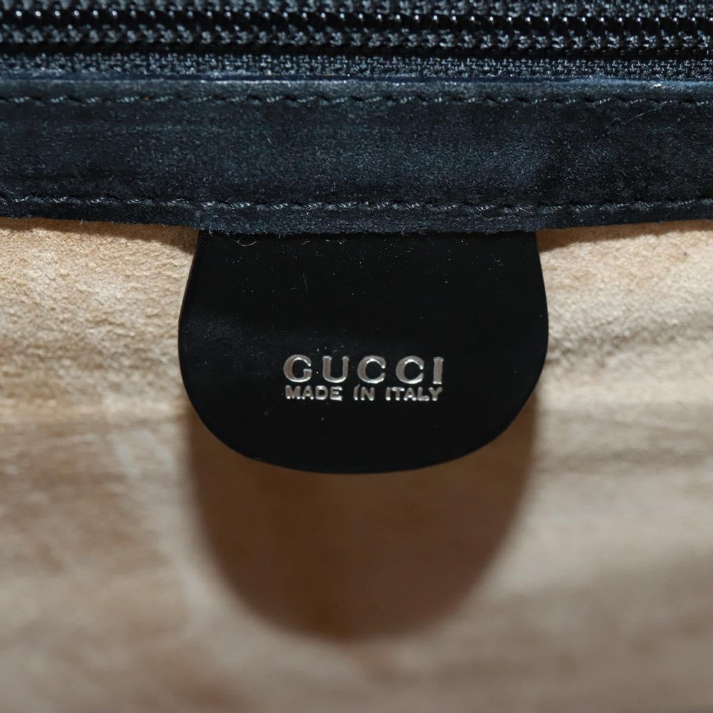 Gucci Vintage Bamboo Handle Bag Patent Leather Black Patent_Leather Handbag (Pre-Owned)