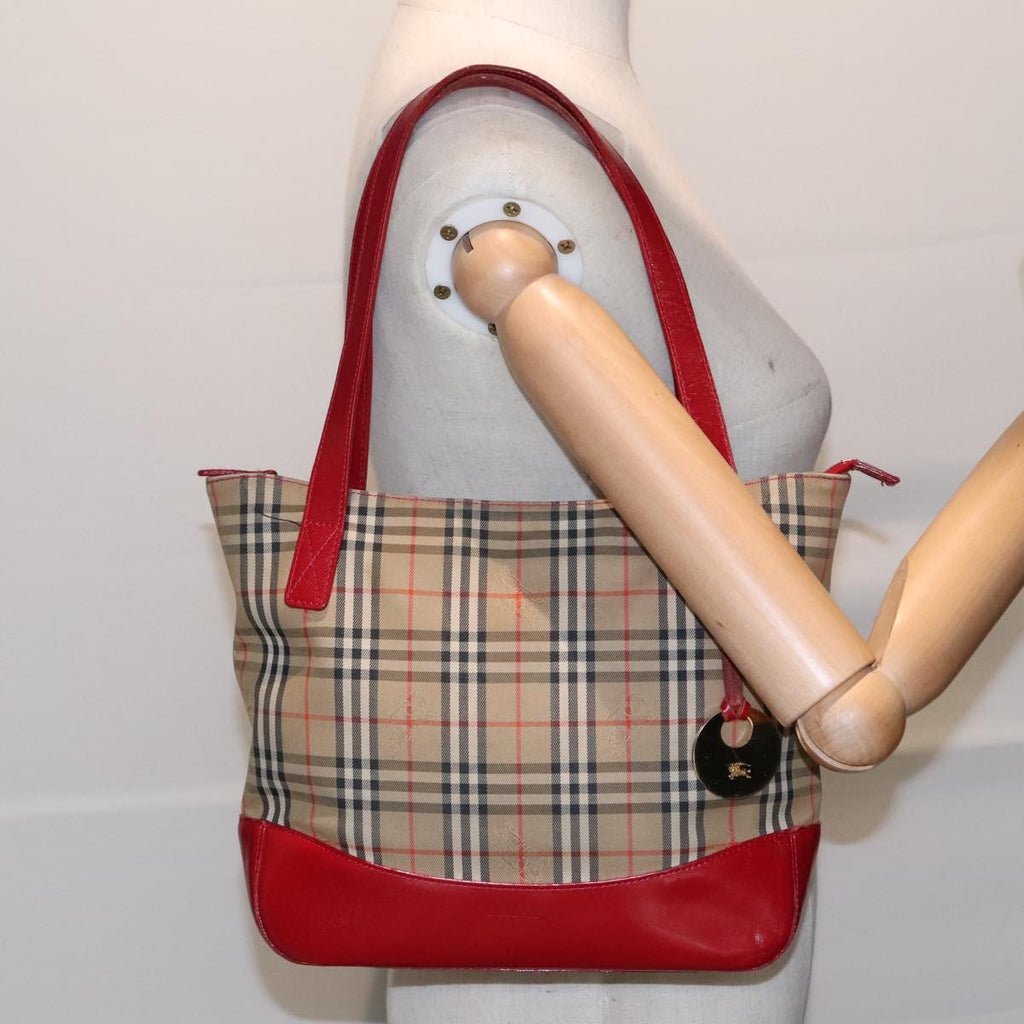 Burberry Nova Check Tote Canvas And Leather Beige Canvas Tote Bag