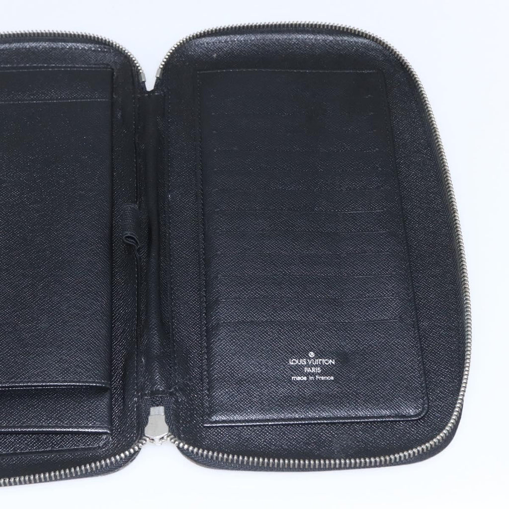 Louis Vuitton Atoll Organizer Wallet Taiga Leather Black Leather Clutche & Pouche Bag