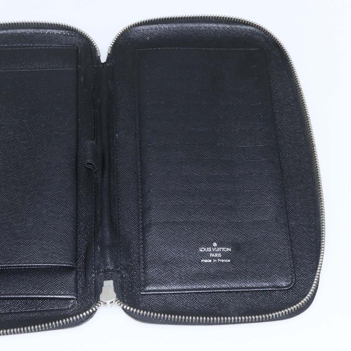 Louis Vuitton Atoll Organizer Wallet Taiga Leather Black Leather Clutche & Pouche Bag