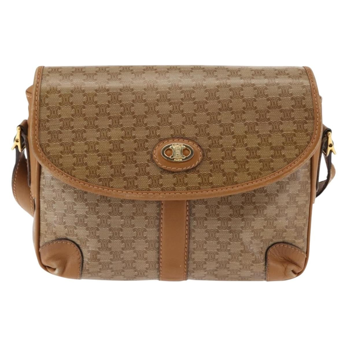 Celine Macadam Shoulder Bag Pvc Leather Beige Pvc,Canvas Bag