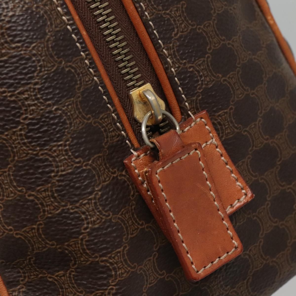 Celine Macadam Handbag Macadam With Leather Brown Canvas Bag