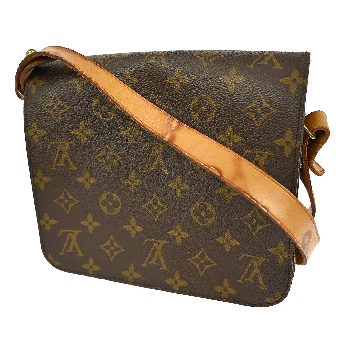 Louis Vuitton Cartouchiere Handbag Monogram Canvas Brown Canvas Shoulder Bag
