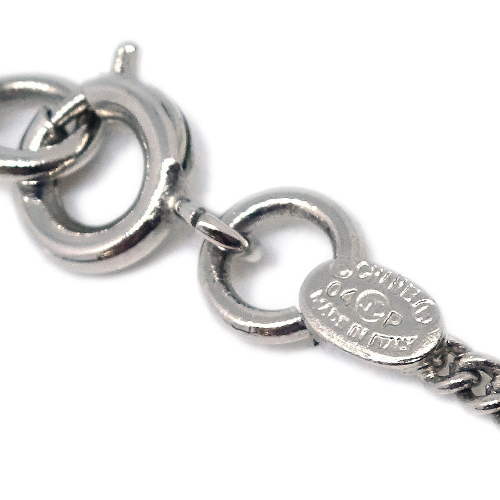 Chanel Cc And Heart Pendant Necklace Metal Silver Silver_Plated Necklace Jewelry