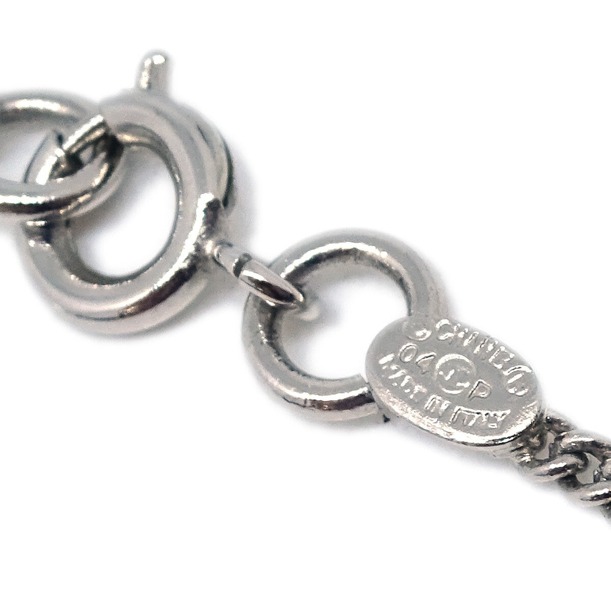 Chanel Cc And Heart Pendant Necklace Metal Silver Silver_Plated Necklace Jewelry