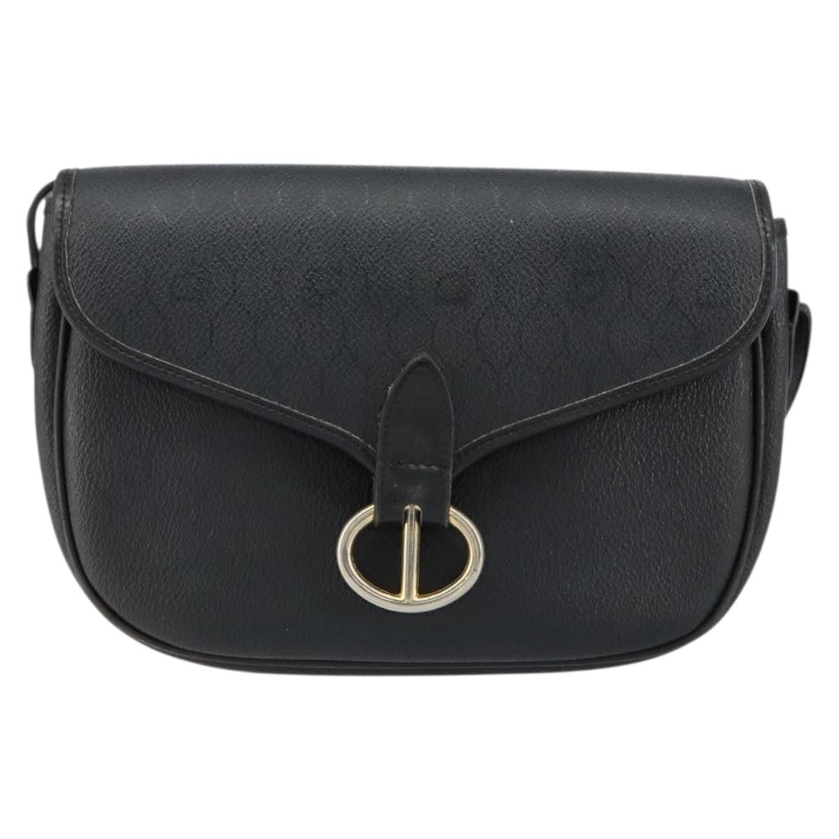 Christian Dior Vintage Honeycomb Flap Crossbody Bag Canvas And Leather Black Canvas Shoulder Bag Bag (Pre-Owned)