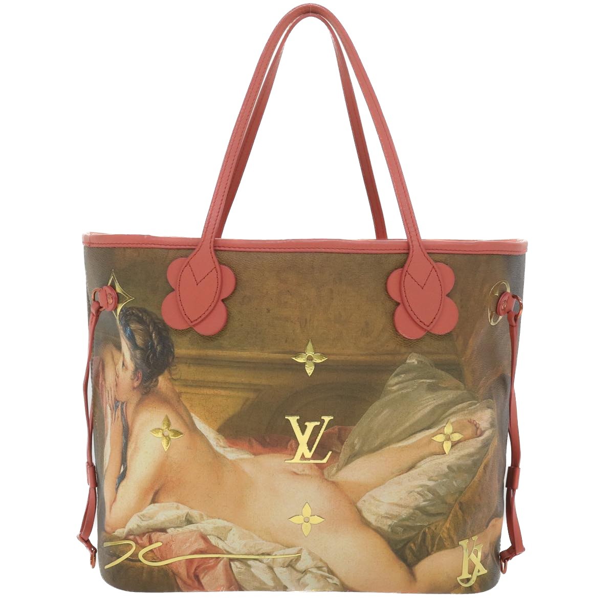 Louis Vuitton Neverfull Nm Tote Limited Edition Jeff Koons Titian Print Canvas Multicolour Canvas Tote Bag