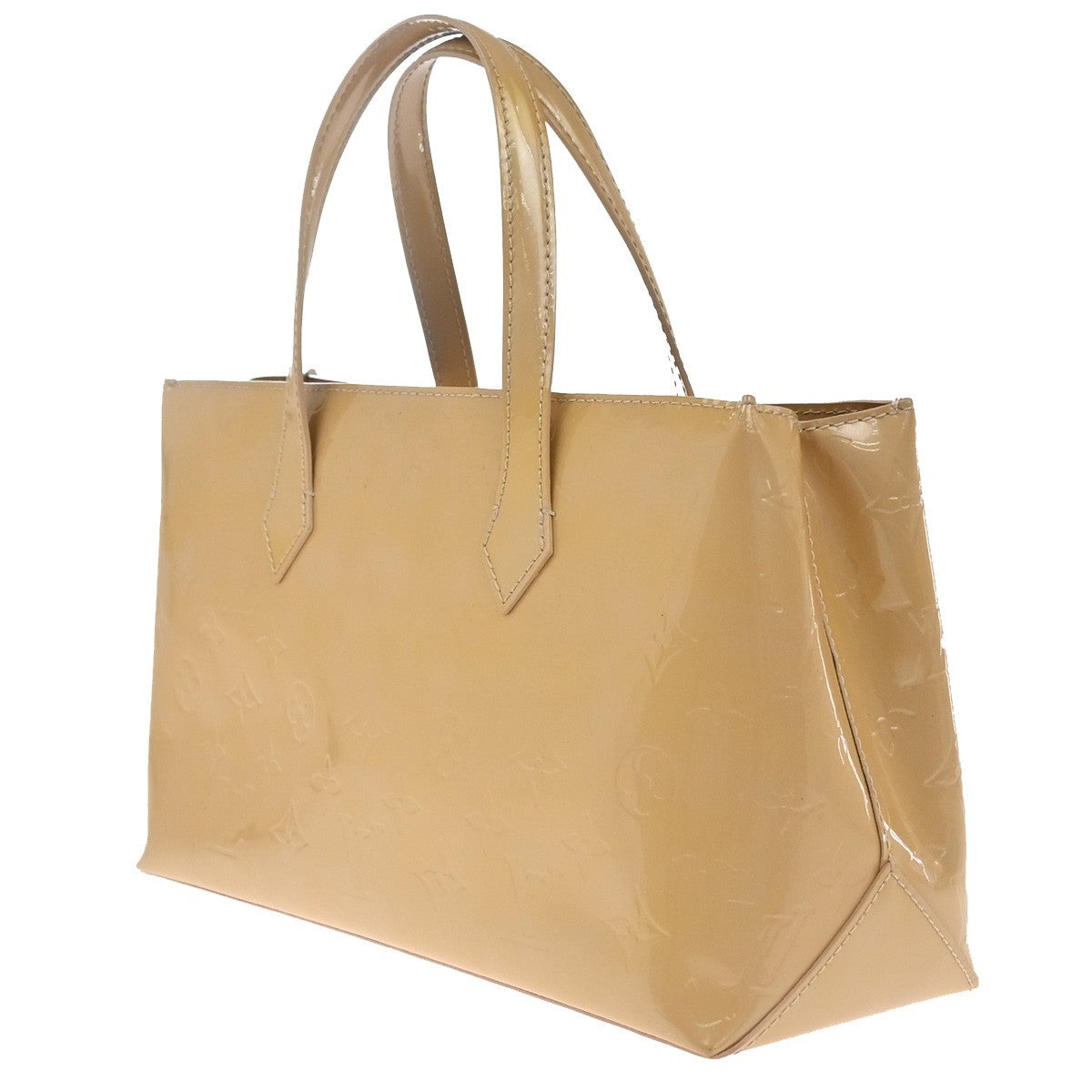 Louis Vuitton Wilshire Handbag Monogram Vernis Beige Patent_Leather Handbag
