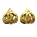 Chanel Vintage Cc Heart Clip-On Earrings Metal Gold Gold_Plated Earrings Jewelry