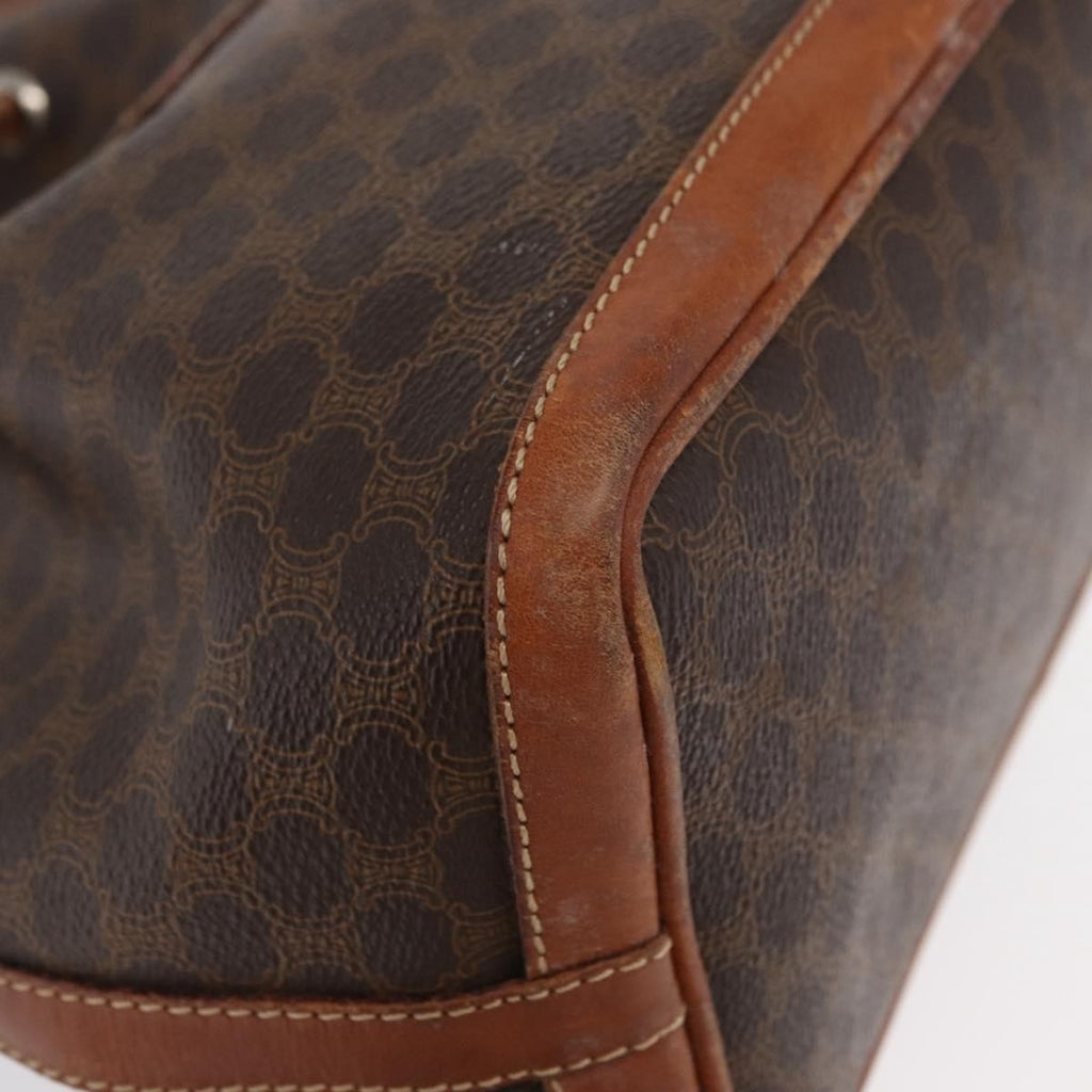 Celine Vintage Macadam Shoulder Bag Canvas And Leather Brown Canvas Shoulder Bag Bag