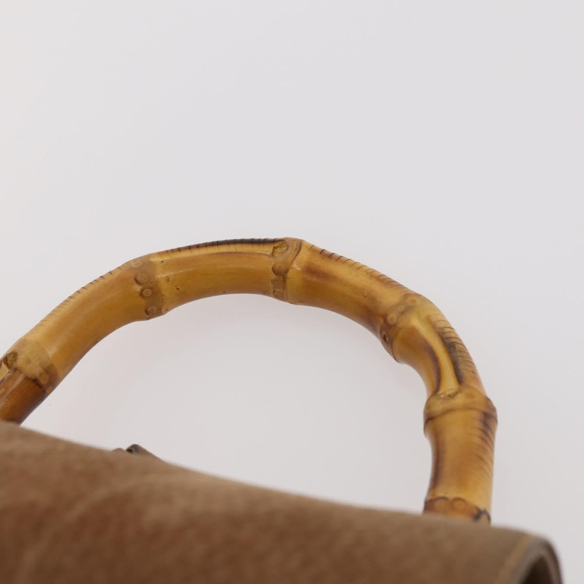 Gucci Vintage Bamboo Backpack Suede And Leather Brown Suede Backpack Bag (Pre-Owned)