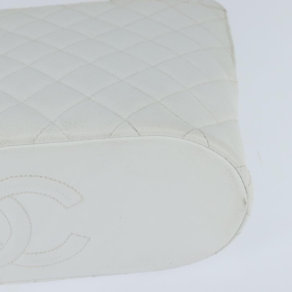 Chanel Vintage Cc Zip Around Bowler Bag Quilted Caviar White Leather Tote Bag Bag