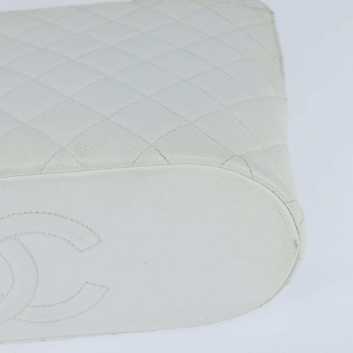 Chanel Vintage Cc Zip Around Bowler Bag Quilted Caviar White Leather Tote Bag Bag