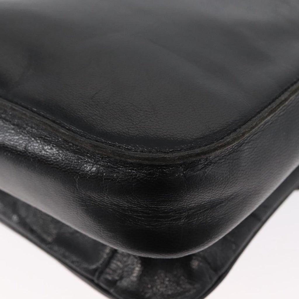 Saint Laurent Vintage Shoulder Bag Leather Black Leather Shoulder Bag Bag (Pre-Owned)