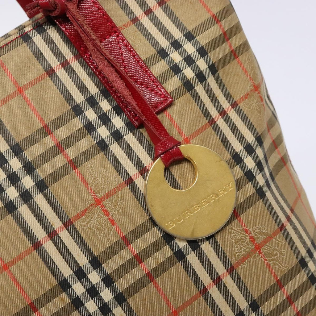 Burberry Nova Check Tote Canvas Check Pattern Beige Canvas Tote Bag