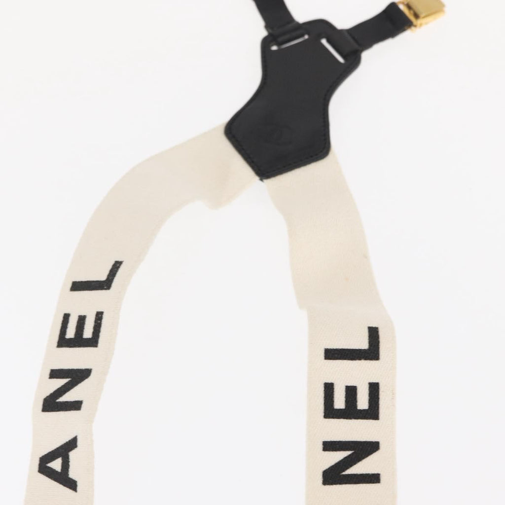 Chanel Logo Suspenders Canvas White Canvas Belts Accessory