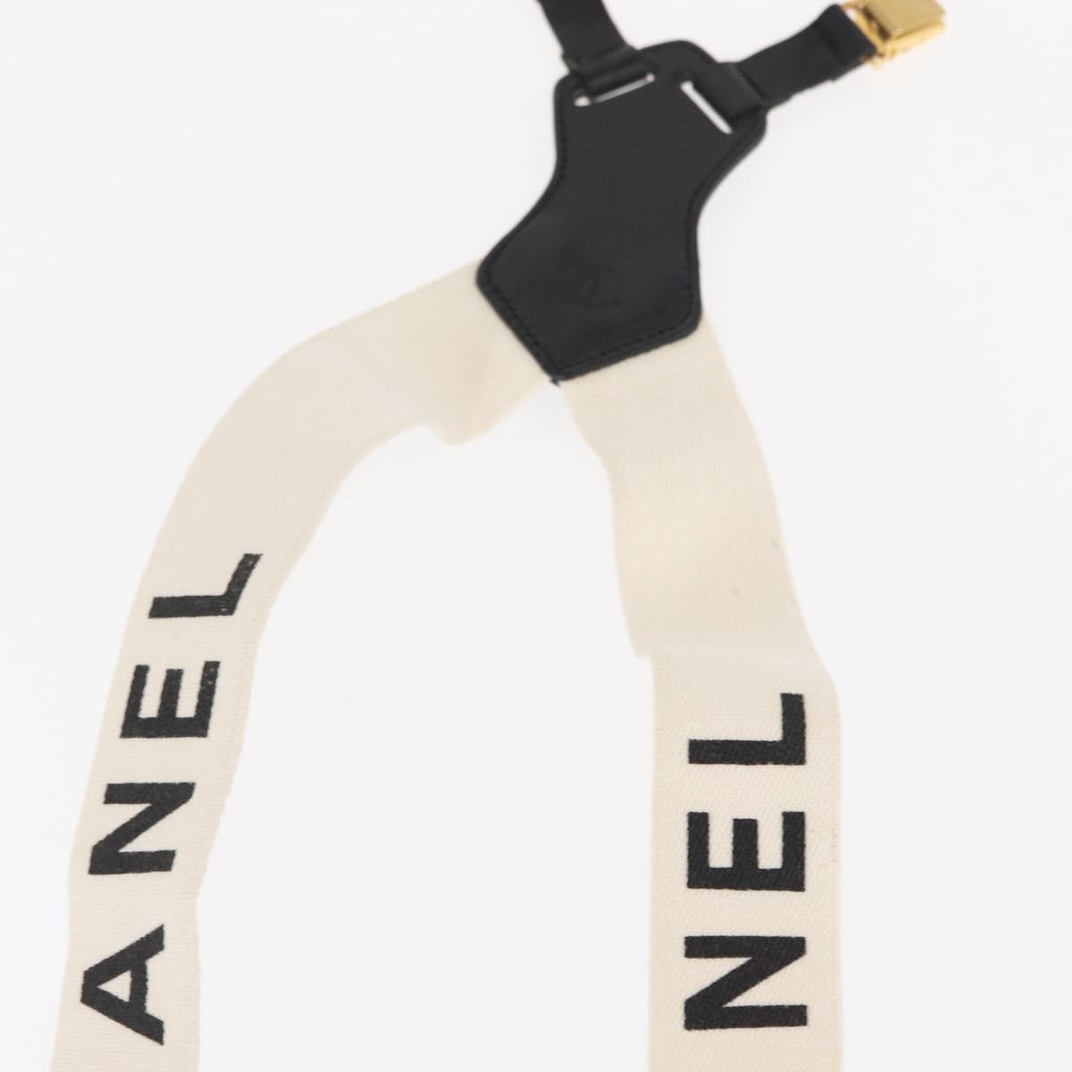 Chanel Logo Suspenders Canvas White Canvas Belts Accessory