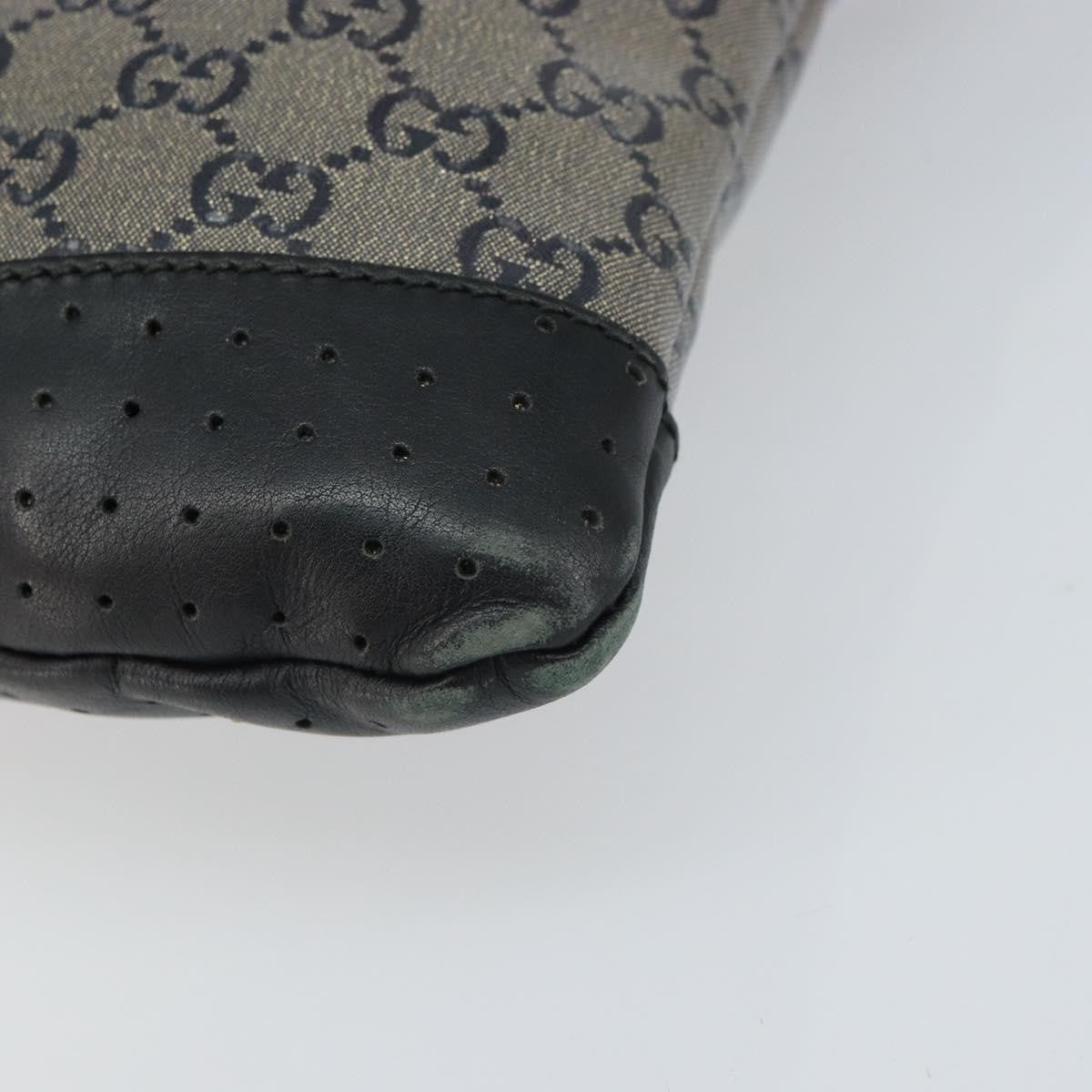 Gucci Zip Messenger Bag Gg Canvas With Perforated Leather Navy Canvas Shoulder Bag Bag (Pre-Owned)