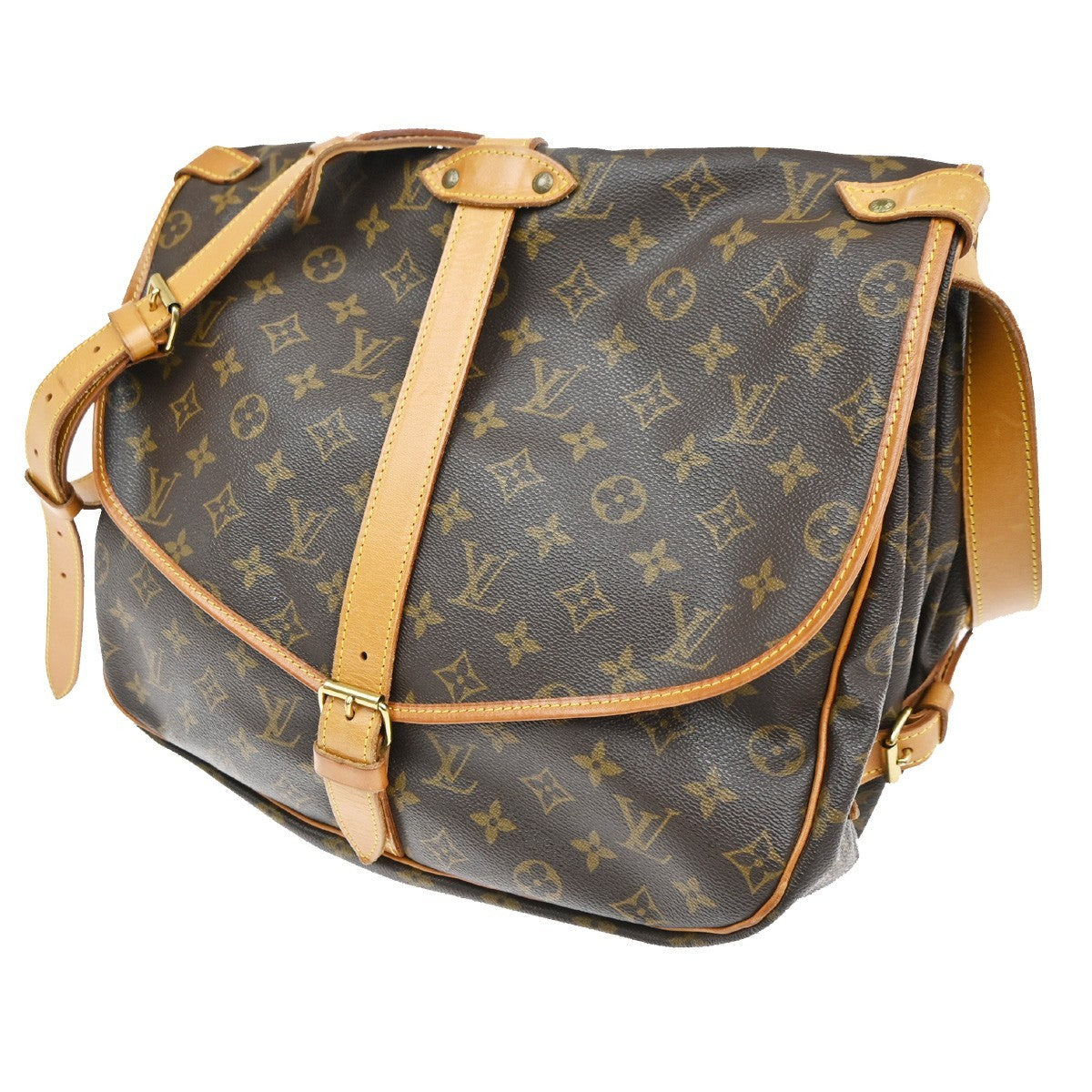 Louis Vuitton Saumur Handbag Monogram Canvas Brown Canvas Shoulder Bag