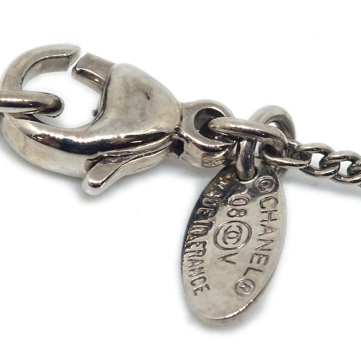 Chanel Cc Logo Pendant Necklace Metal Silver Silver_Plated Necklace Jewelry