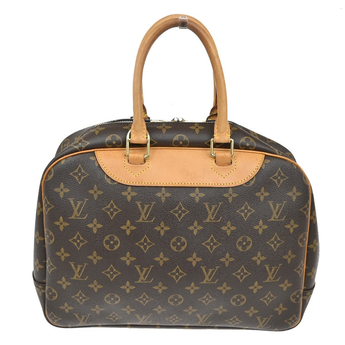 Louis Vuitton Deauville Handbag Monogram Canvas Brown Canvas Handbag