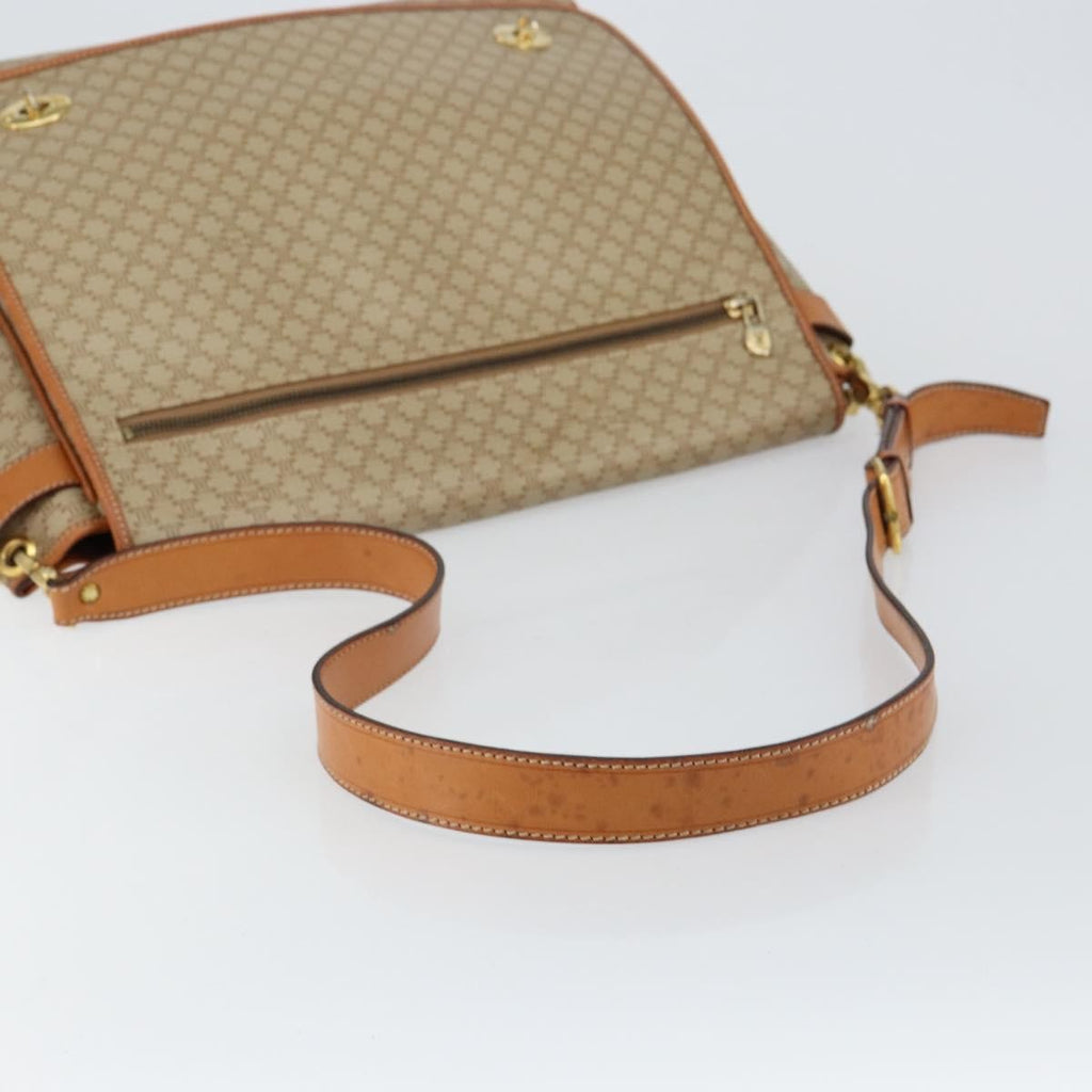 Celine Macadam Shoulder Bag Pvc Leather Beige Canvas Bag