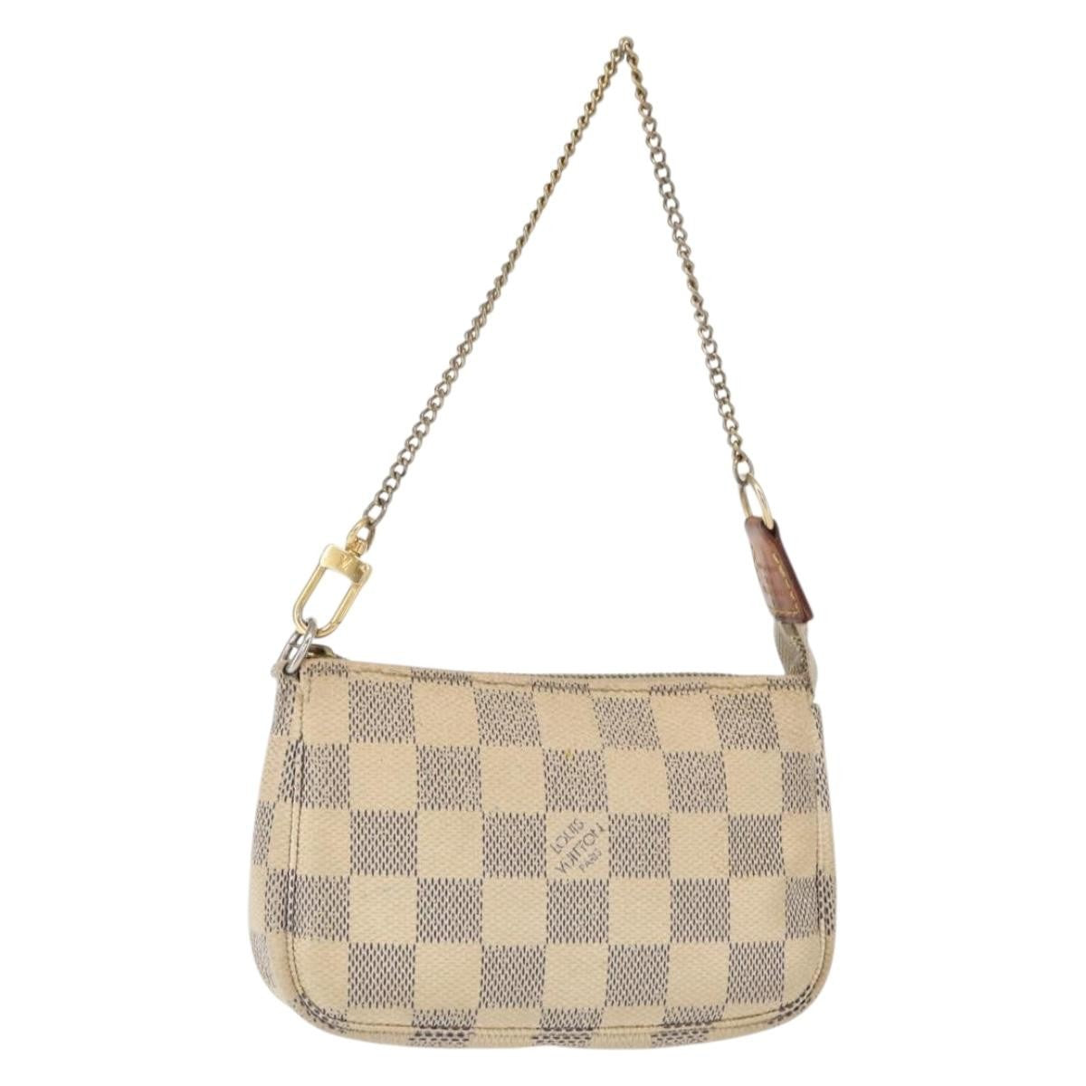 Louis Vuitton Mini Pochette Accessoires Damier Canvas White Canvas Clutche & Pouche Bag